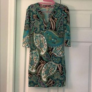 Paisley Green/Blue Print Petite Dress